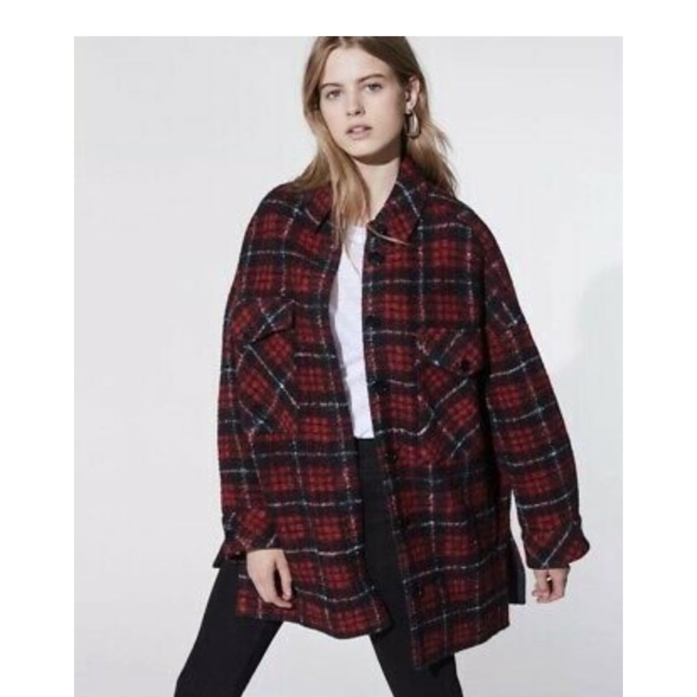 IRO Paris Red and Black Plaid Jacket
